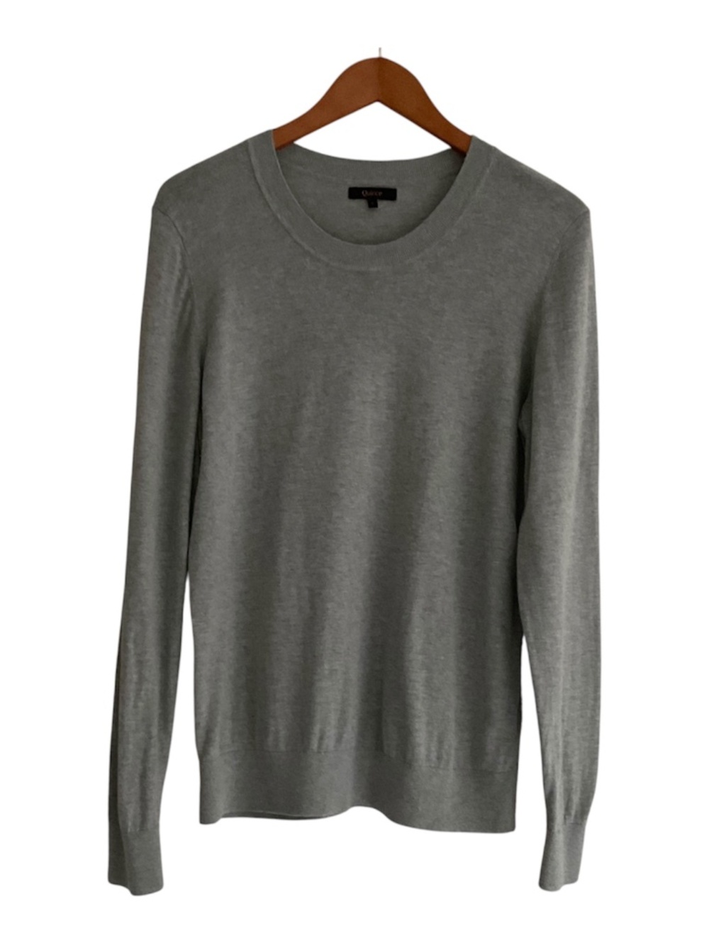 Quince Cashmere Blend Lightweight Crew Sweater Sz L Heather Grey Classic Capsule - Picture 2 of 11